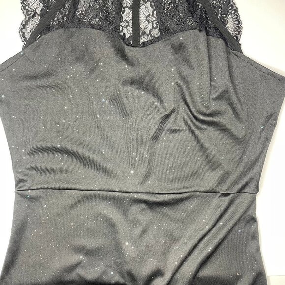 chicme Black Lace Mock Neck Open Back Sparkle Cocktail Dress XL - Picture 7 of 16